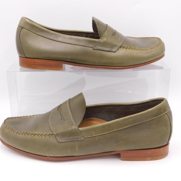 G.H. Bass Weejuns Penny Loafers | Olive Green | Academia | GUC | 10 D Wide main image 8